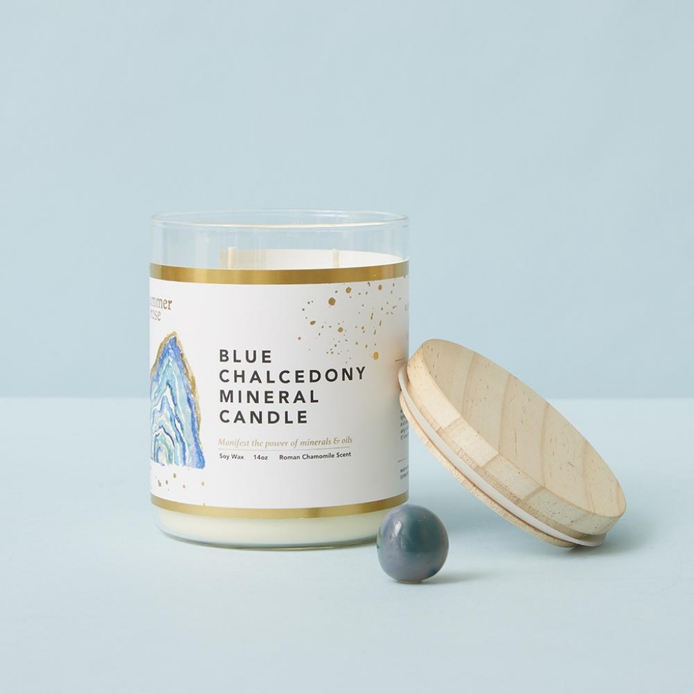 Blue Chalcedony Mineral Candle (2-wick)